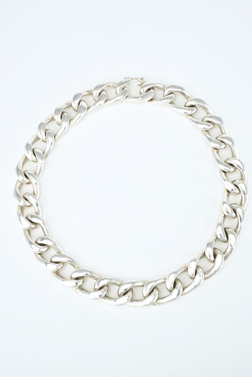 Vintage Solid Silver Cuban Curb Link Necklace 286grms 1980s
