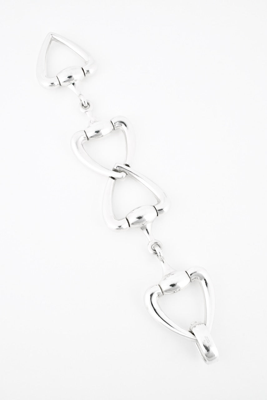 Vintage Gucci Sterling Silver Heart Horse Bit Link Bracelet