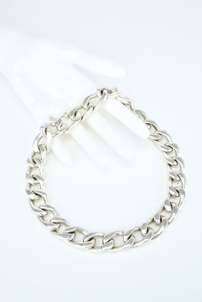 Vintage Solid Silver Cuban Curb Link Necklace 286grms 1980s