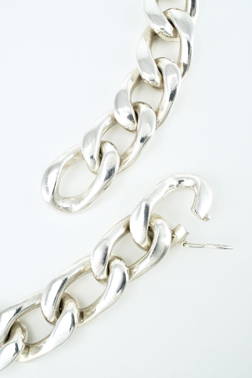 Vintage Solid Silver Cuban Curb Link Necklace 286grms 1980s