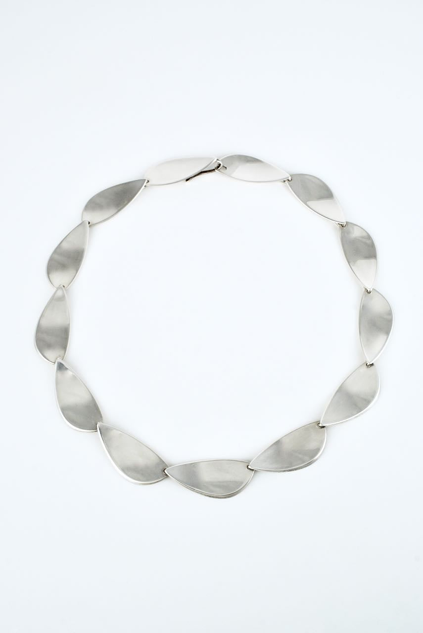 Vintage Hans Hansen Sterling Silver Modernist Leaf Necklace - design 318