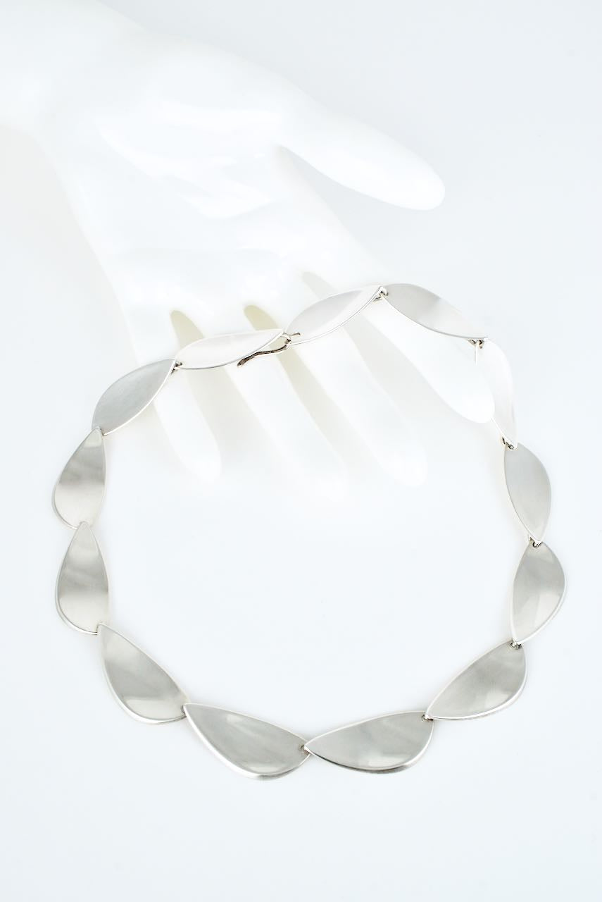 Vintage Hans Hansen Sterling Silver Modernist Leaf Necklace - design 318