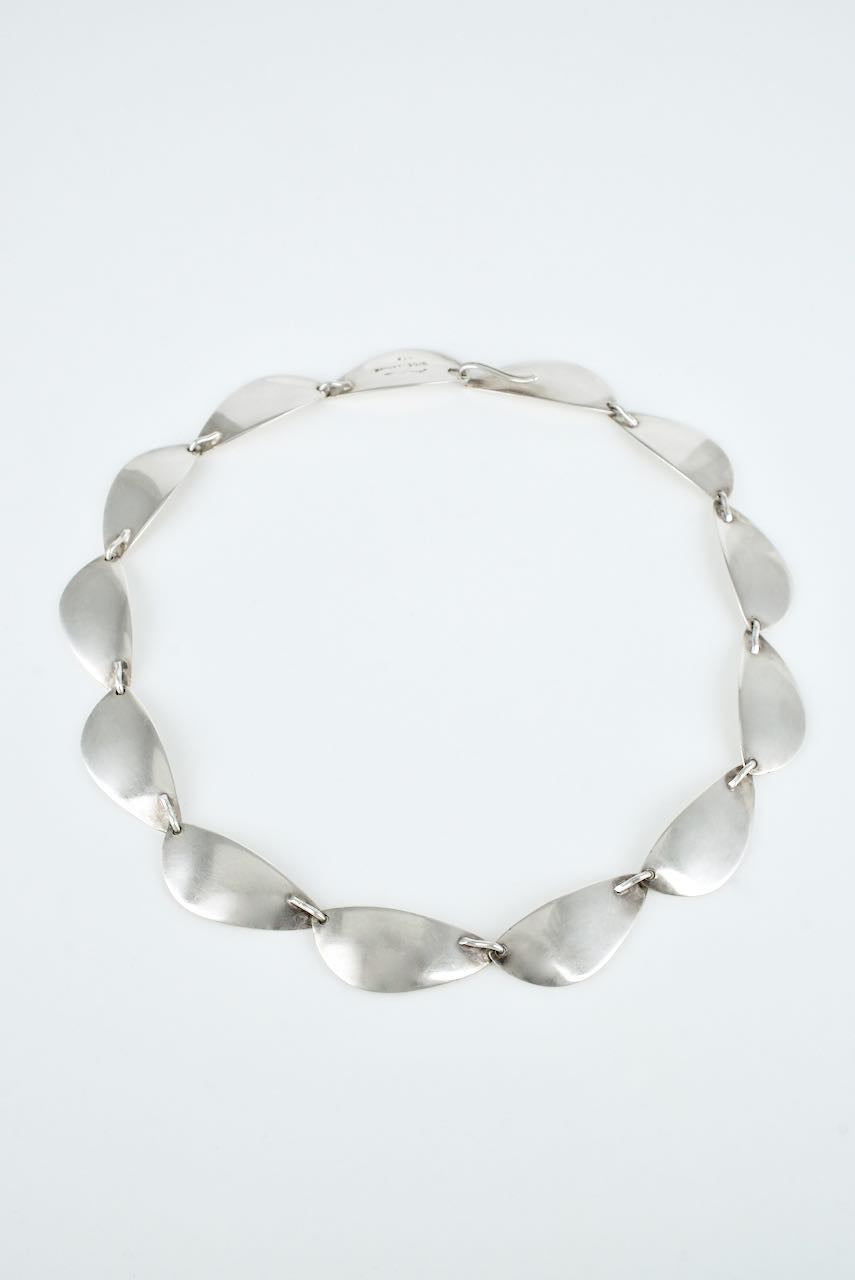 Vintage Hans Hansen Sterling Silver Modernist Leaf Necklace - design 318