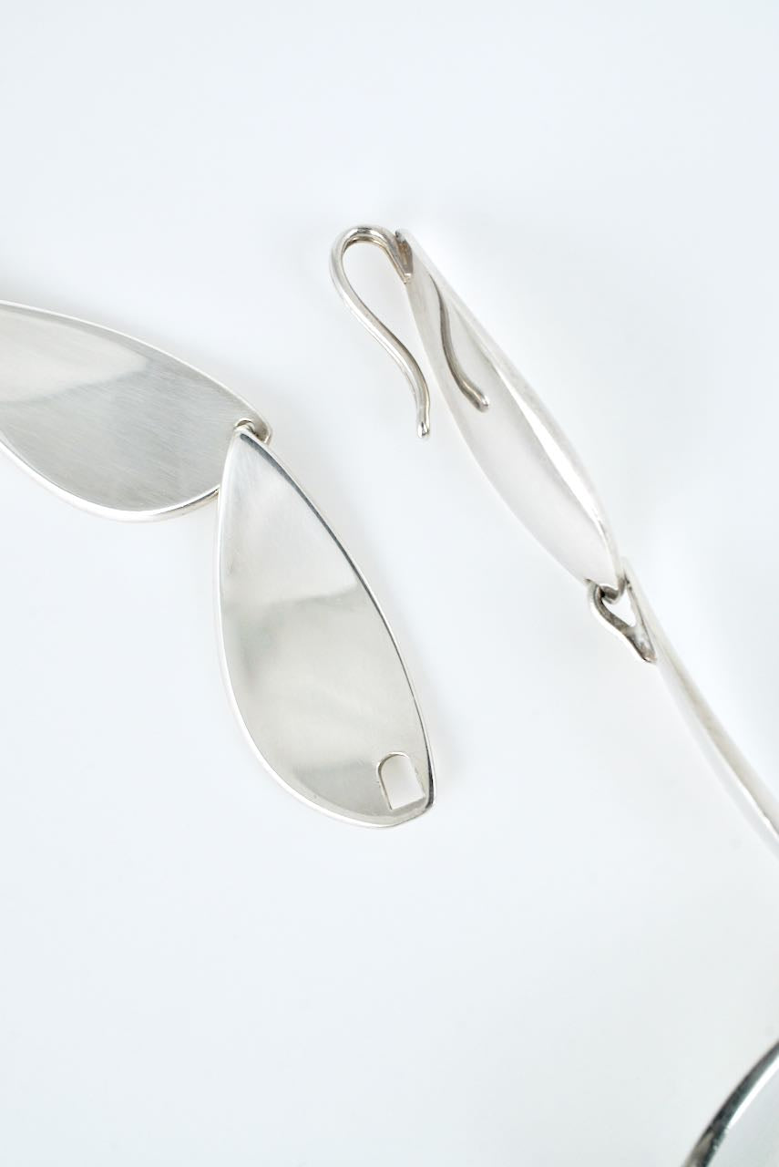 Vintage Hans Hansen Sterling Silver Modernist Leaf Necklace - design 318