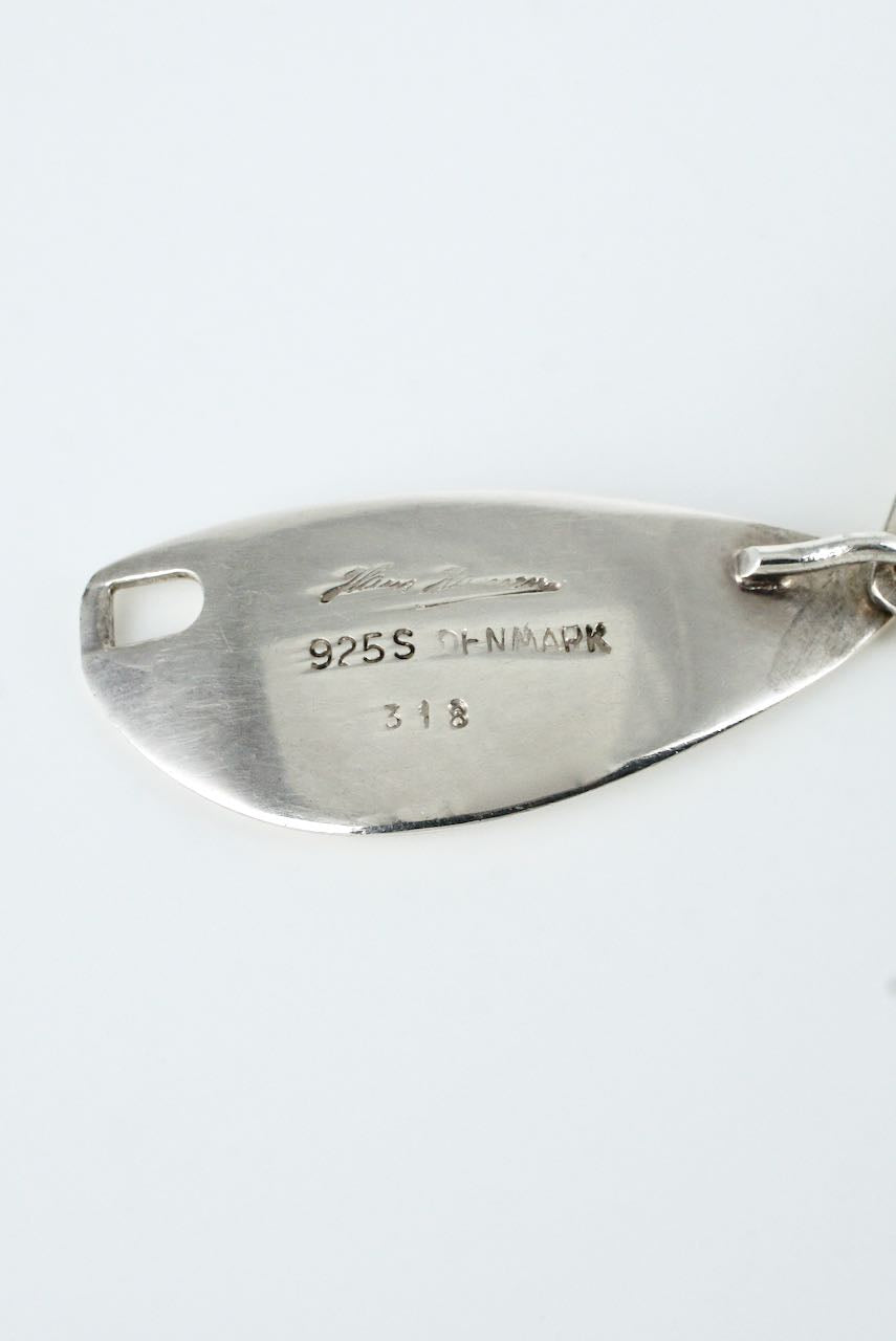 Vintage Hans Hansen Sterling Silver Modernist Leaf Necklace - design 318