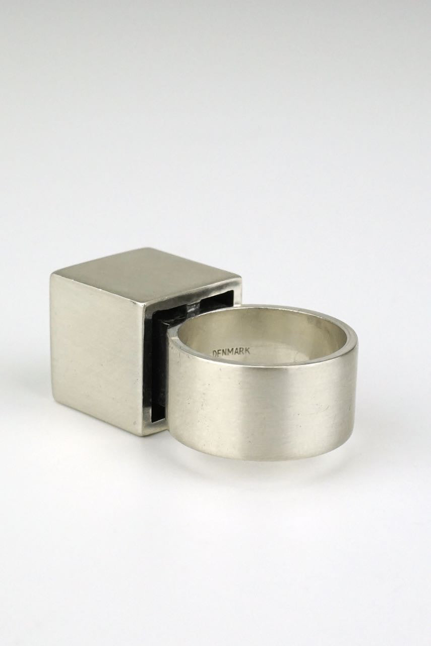 Hans Hansen silver and rock crystal box ring