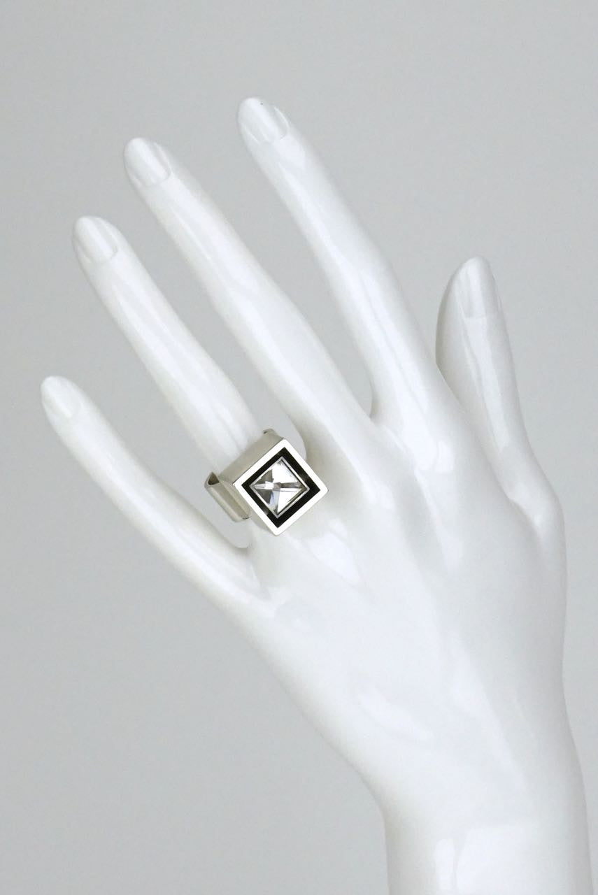 Hans Hansen silver and rock crystal box ring
