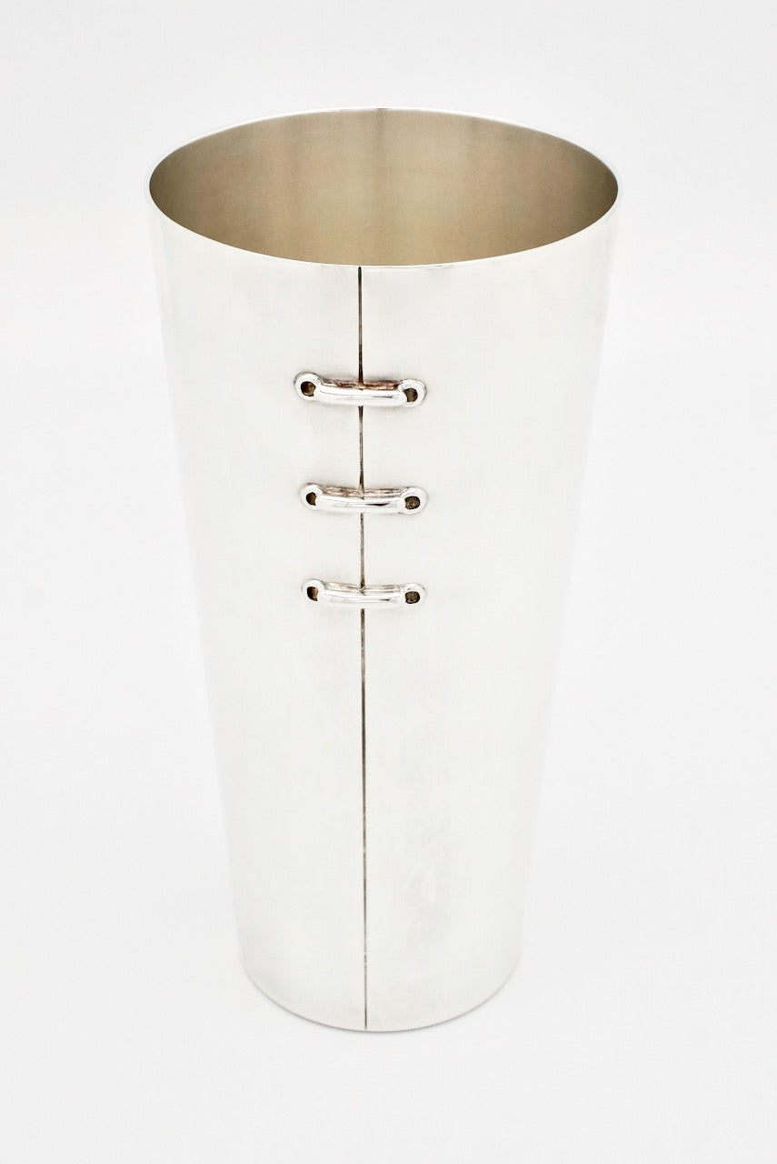 Vintage Christofle Silver Plate Laced Gaiter Vase 1980s