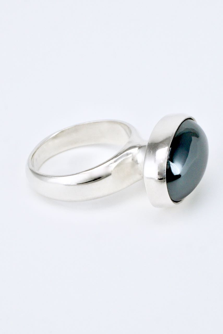 Vintage Georg Jensen Sterling Silver Hematite Cross Finger Ring - Design 123B