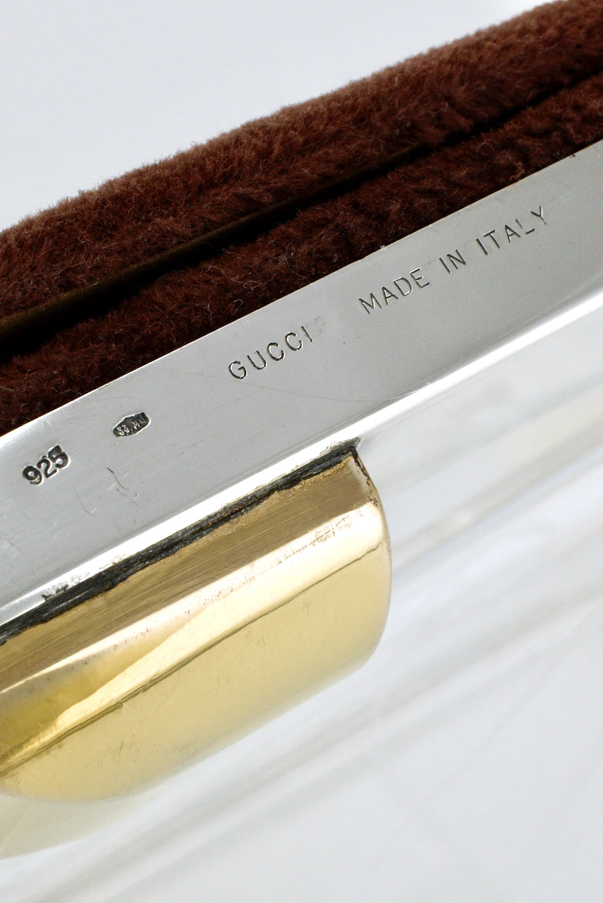 Vintage Gucci Sterling Silver Gold Corner Motif Photo Frame 1970s