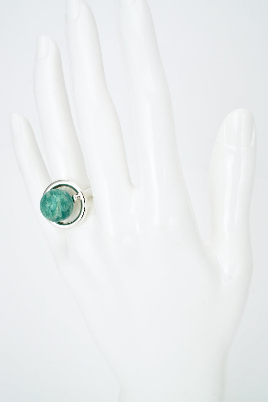 Vintage Hans Hansen Sterling Silver Amazonite Ring 1970s