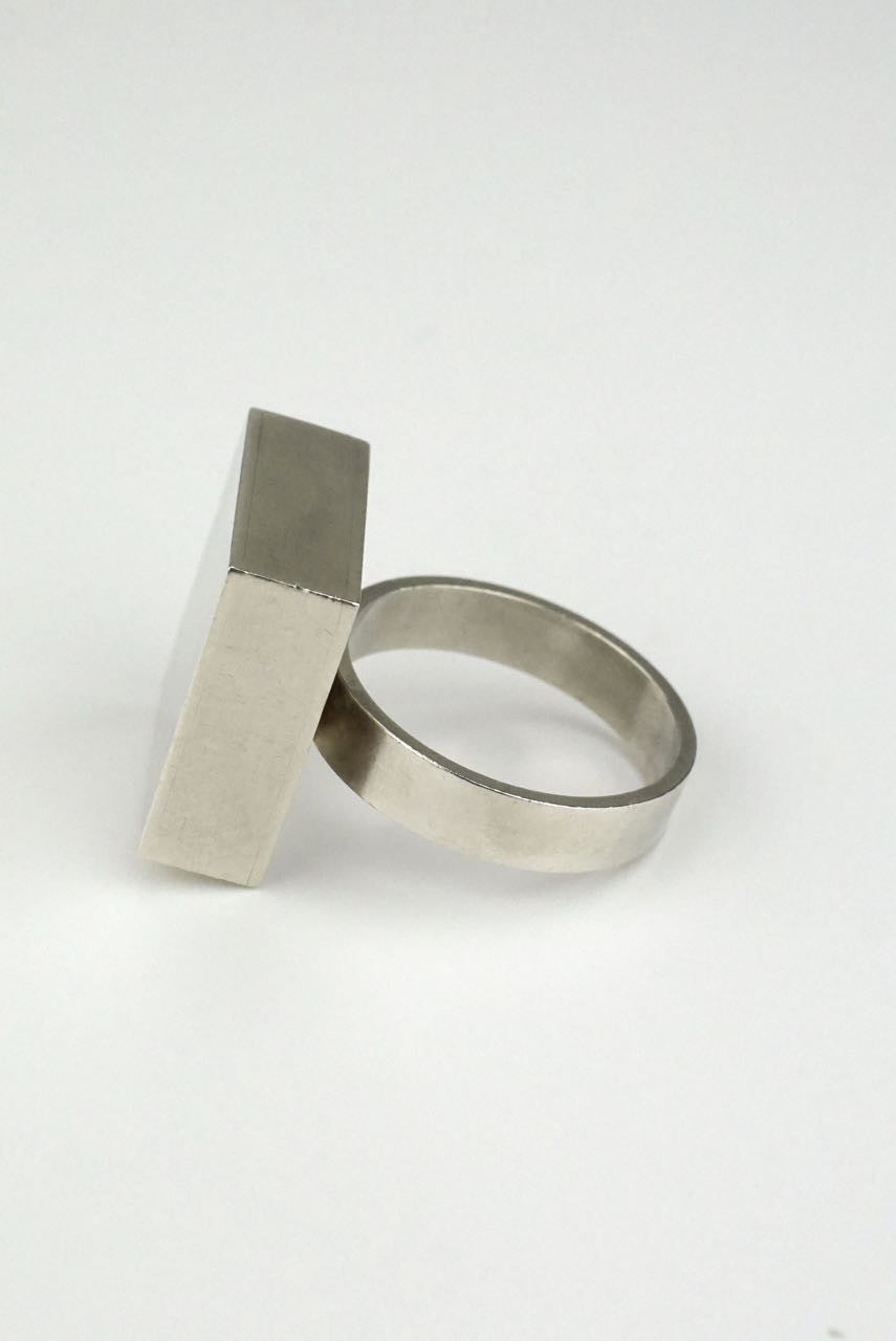 Vintage Arne Johansen Silver Square Tile Ring Denmark