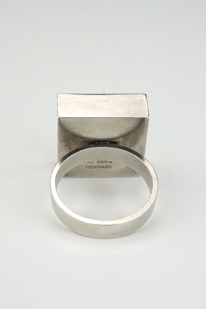 Vintage Arne Johansen Silver Square Tile Ring Denmark
