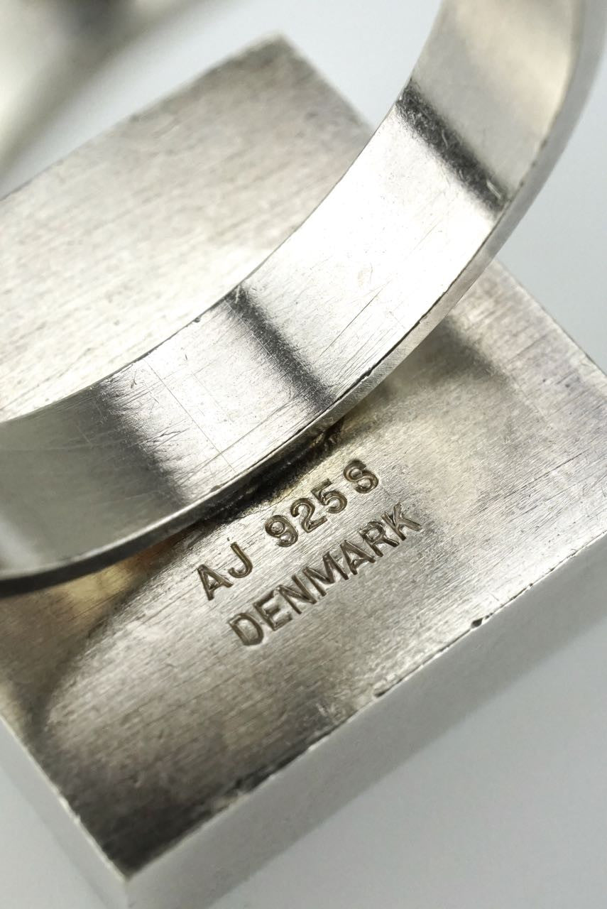 Vintage Arne Johansen Silver Square Tile Ring Denmark