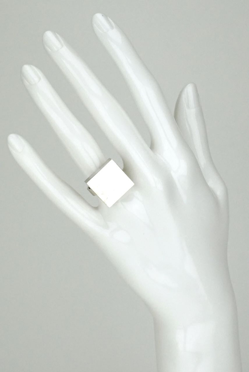 Vintage Arne Johansen Silver Square Tile Ring Denmark