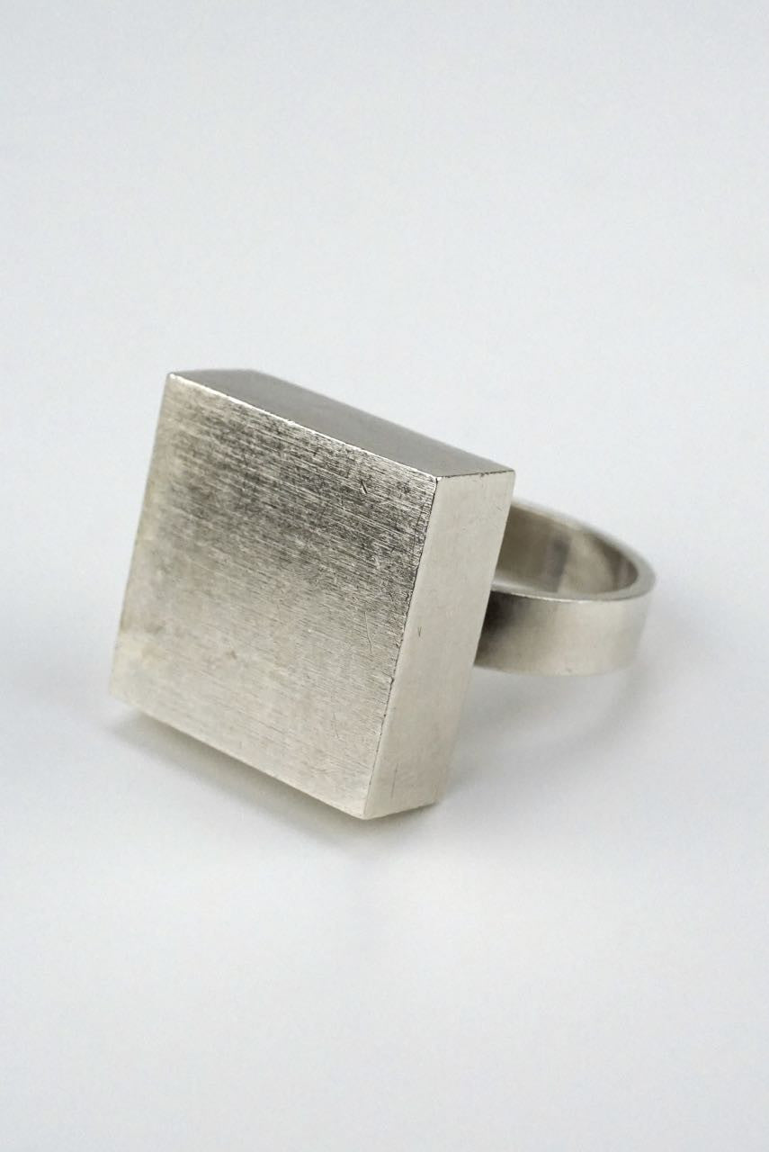 Vintage Arne Johansen Silver Square Tile Ring Denmark