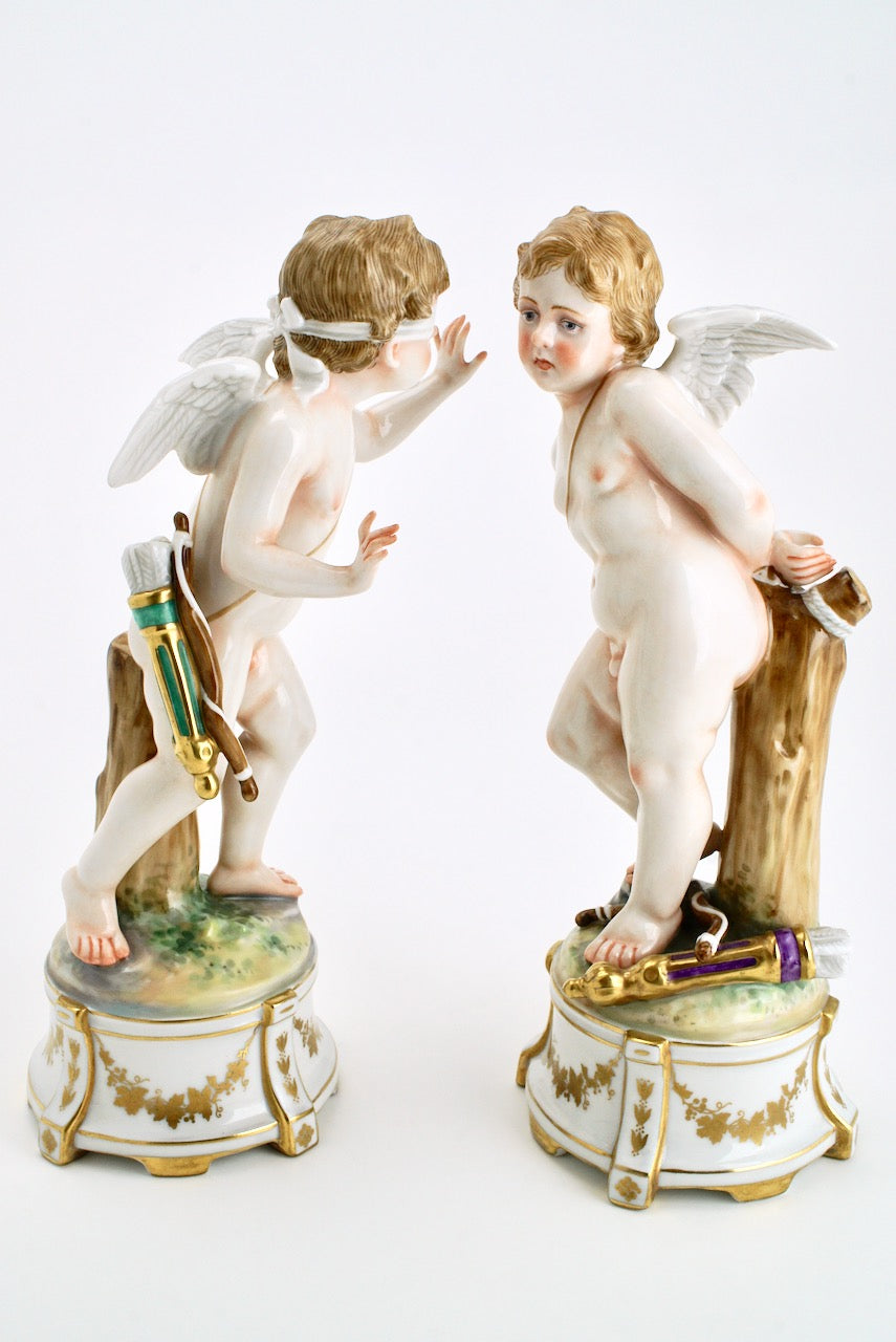 Vintage Pair of Cupid Porcelain Figures - Ginori 1930s
