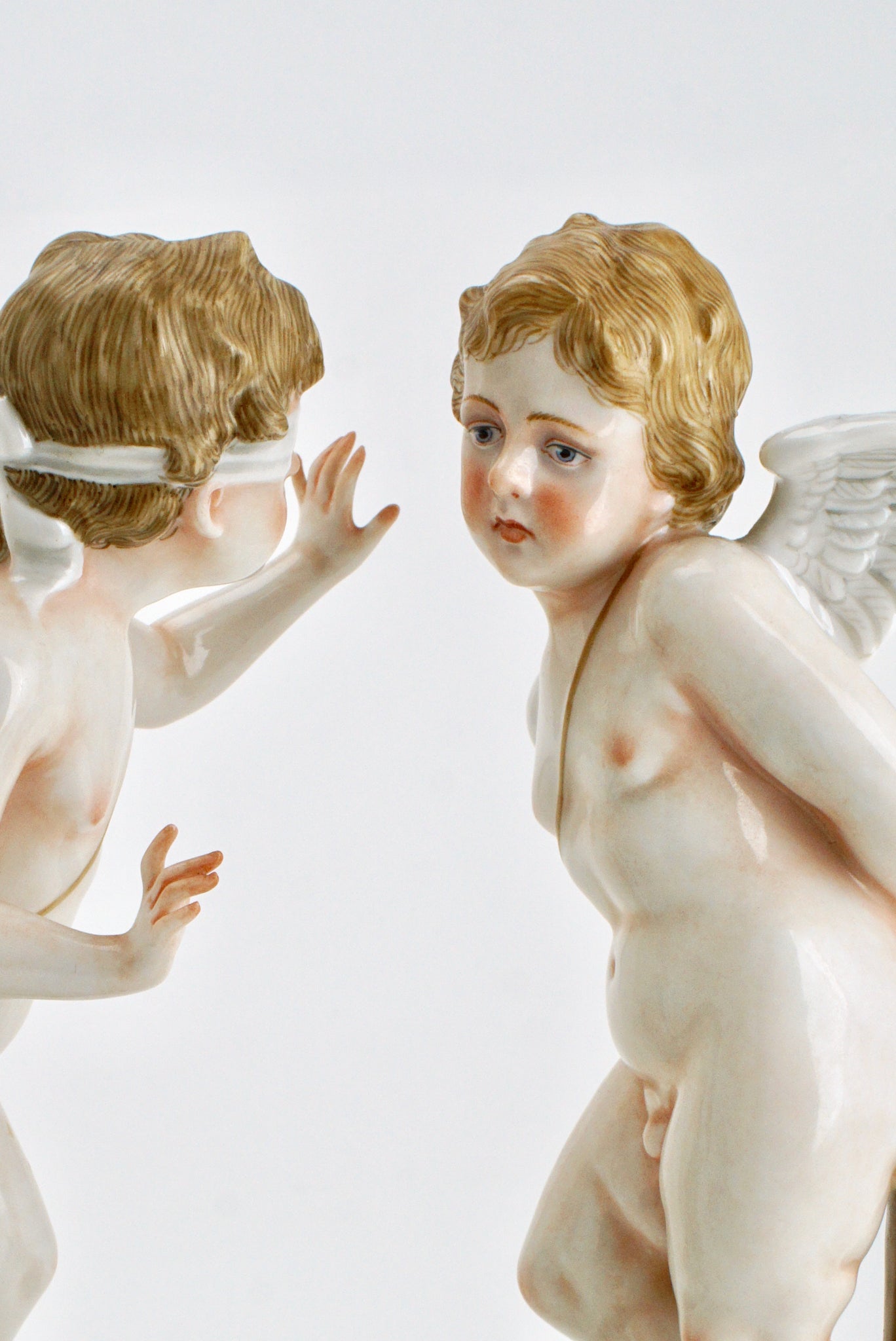 Vintage Pair of Cupid Porcelain Figures - Ginori 1930s