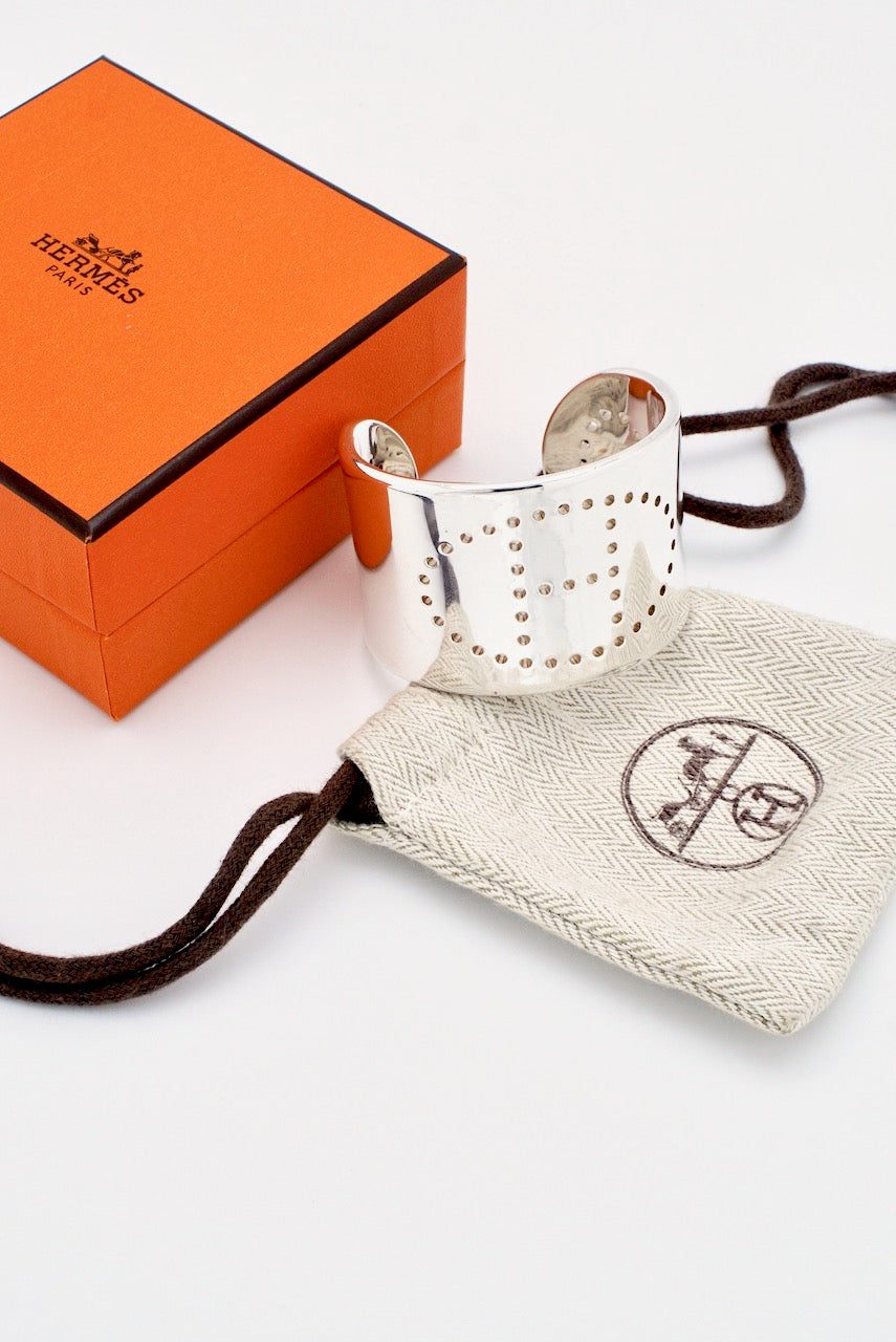 Vintage Hermes Sterling Silver Wide "Eclipse Cuff"