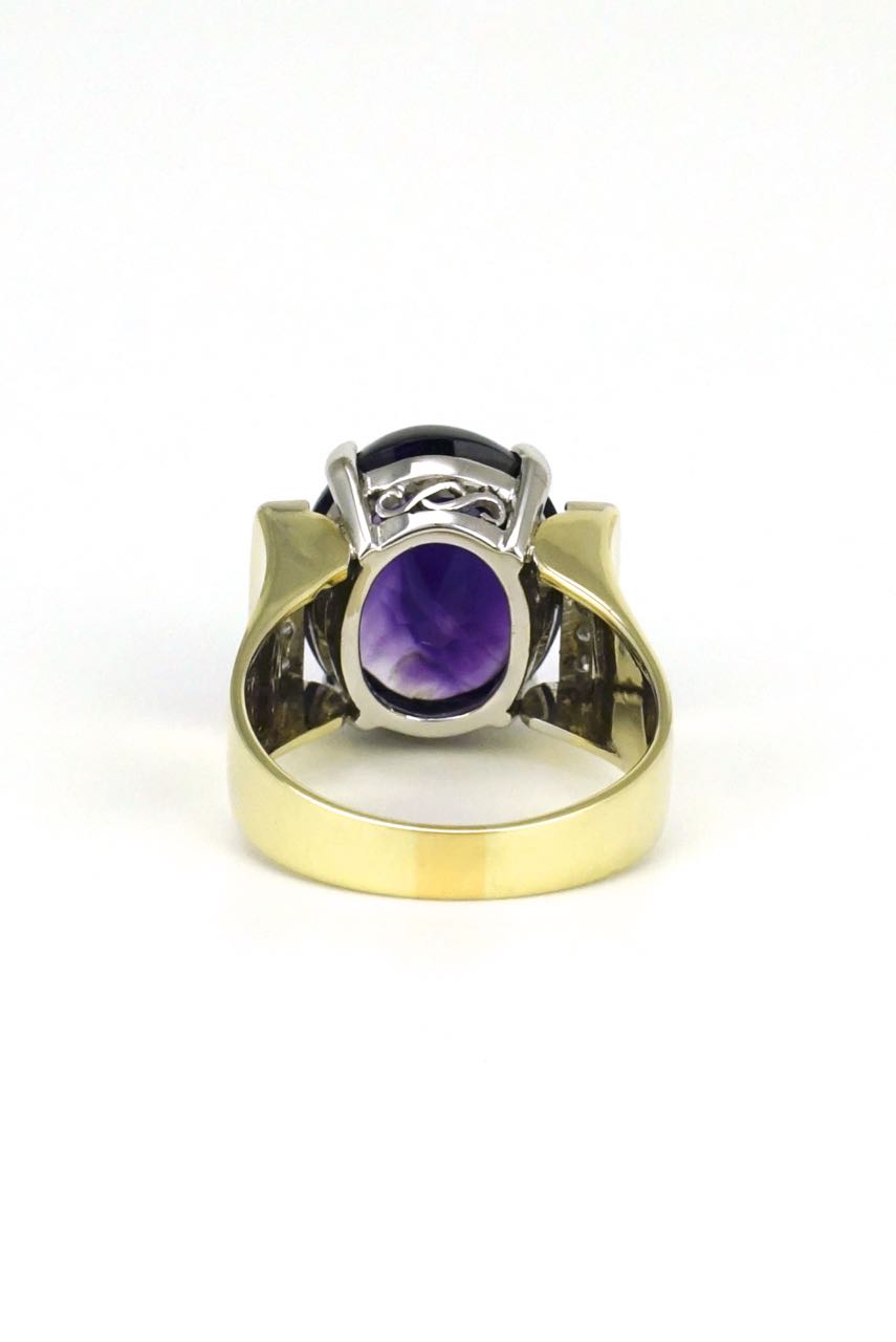 14k gold amethyst and diamond ring 1970s