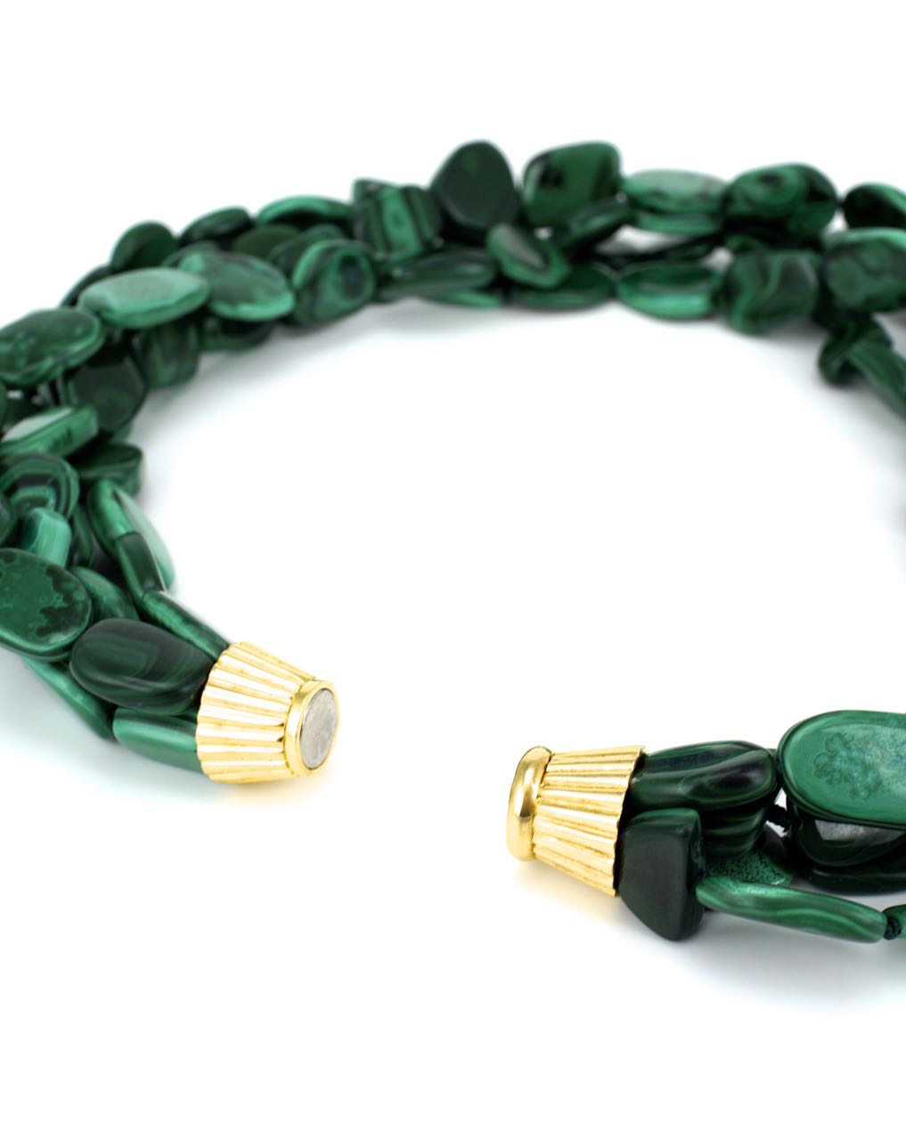 Malachite 4 strand bead necklace
