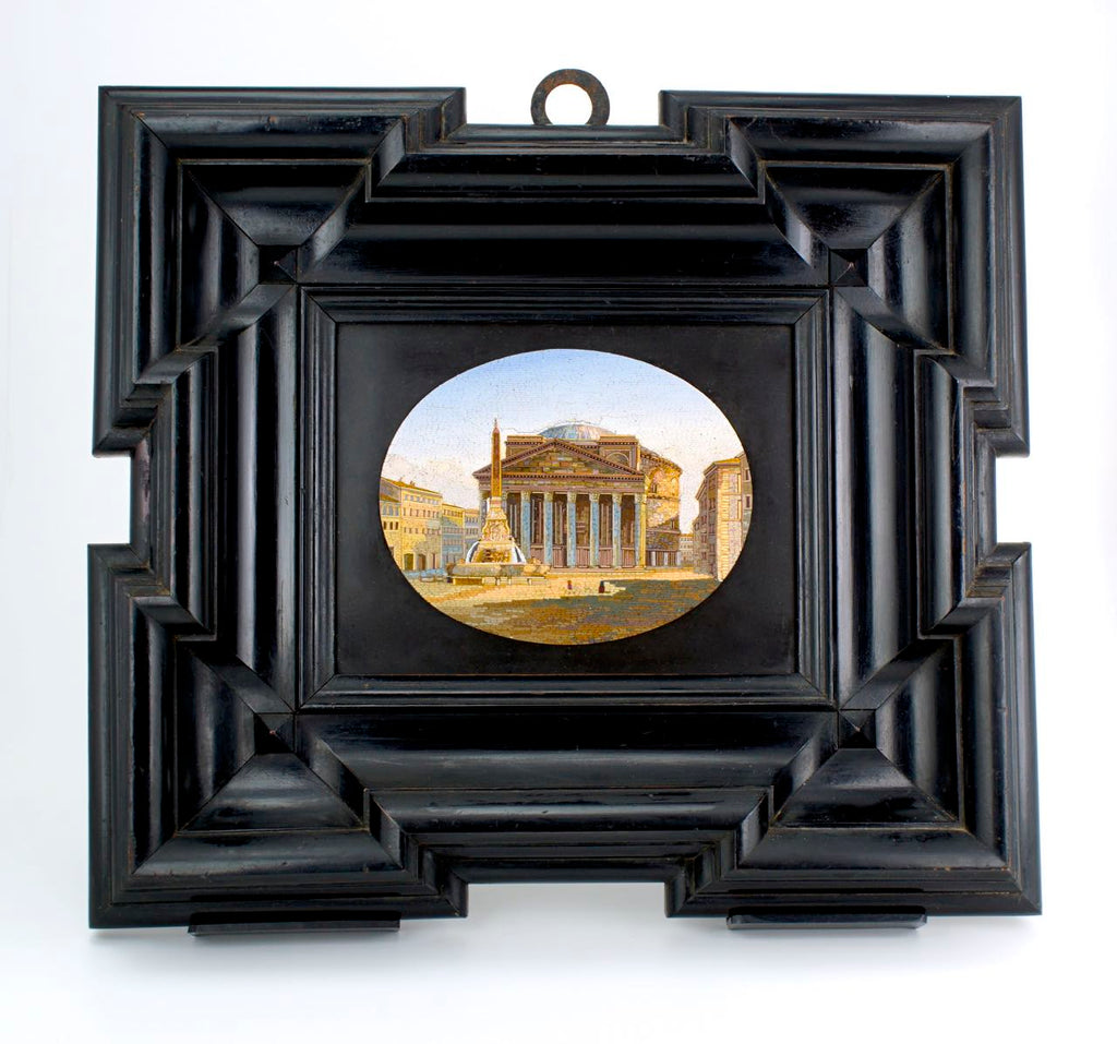 Large framed mid 19th Century micro mosaic plaque of the Pantheon Rome
