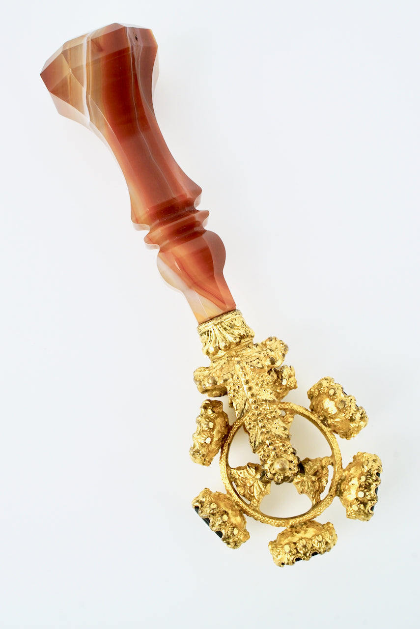 Antique Victorian Agate and Gilt Bronze Seal Wheel