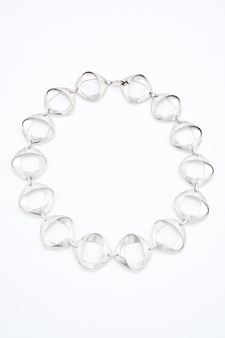 Vintage Georg Jensen Sterling Folded Link Necklace design 190 Henning Koppel