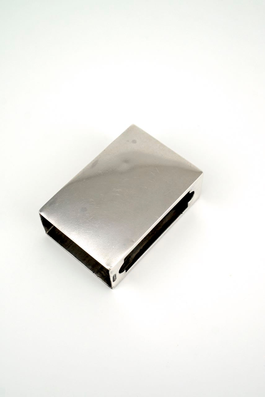 Antique solid silver and enamel erotic match box cover