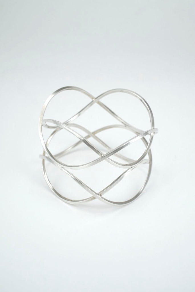 Vintage Danish Solid Silver Lattice Bangle Aage Fausing Rey Urban 1970s