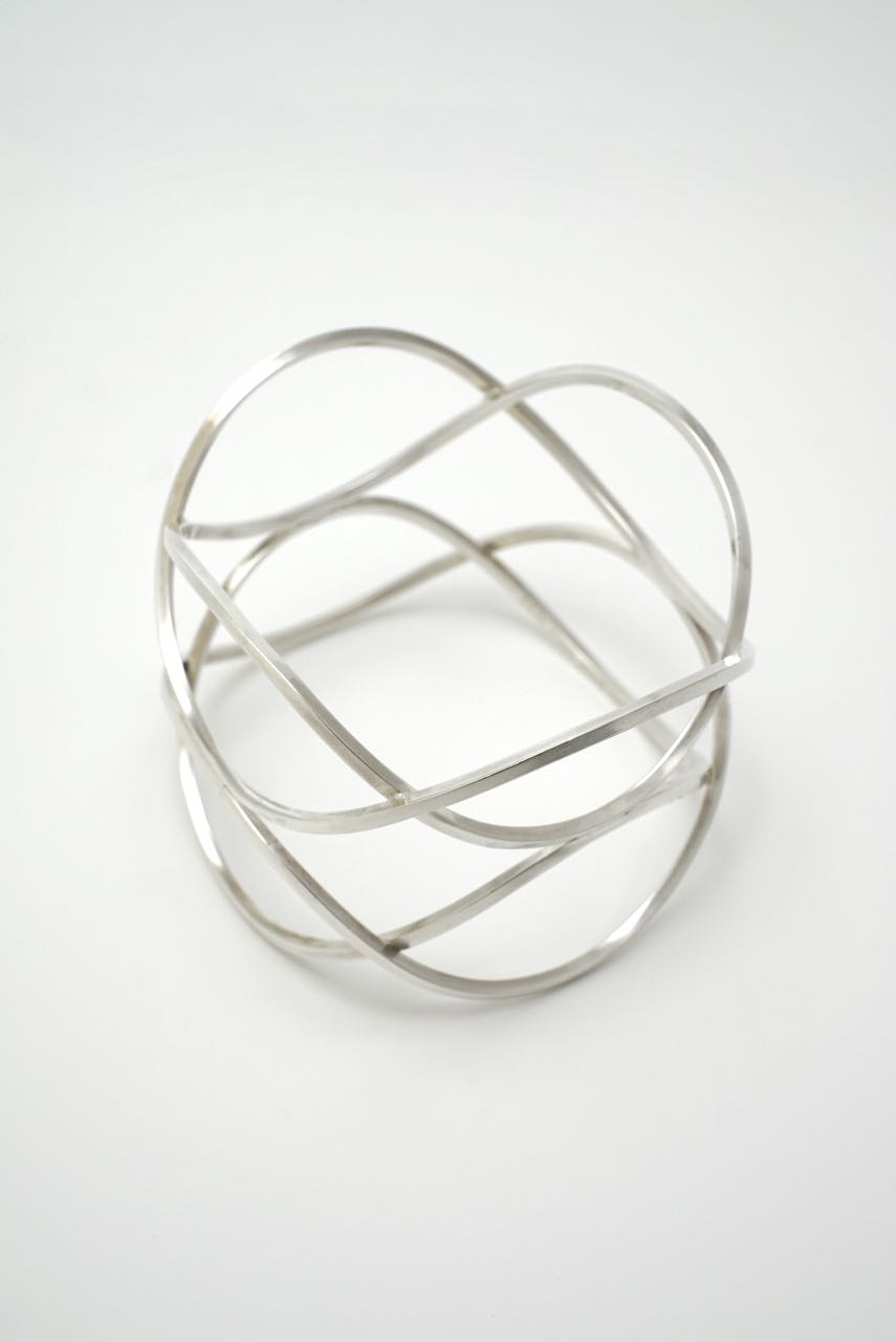 Vintage Danish Solid Silver Lattice Bangle Aage Fausing Rey Urban 1970s