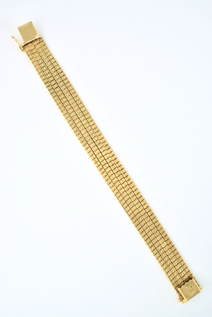 Italian 18k Yellow Gold 4 Strand Bracelet 1960s