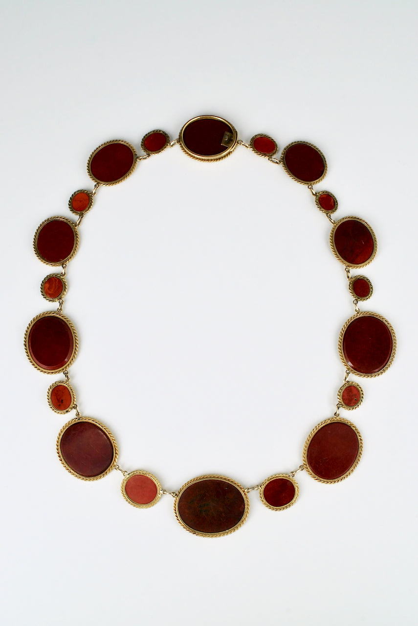 Antique Empire Grand Tour 18k Gold Micro Mosaic Archaeological Necklace 1810