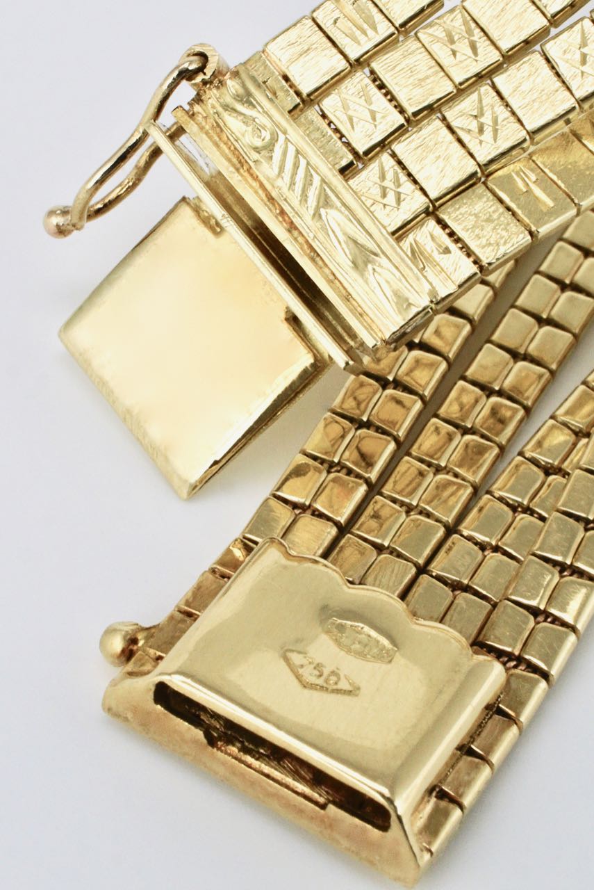 Italian 18k Yellow Gold 4 Strand Bracelet 1960s