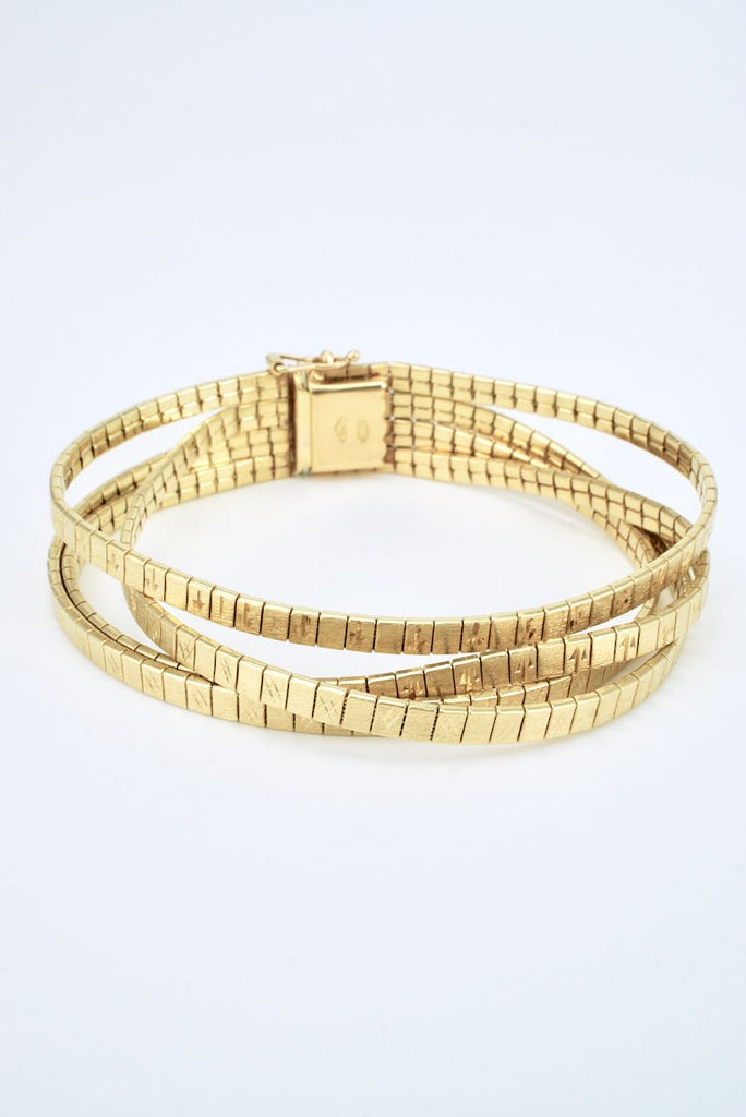 Italian 18k Yellow Gold 4 Strand Bracelet 1960s