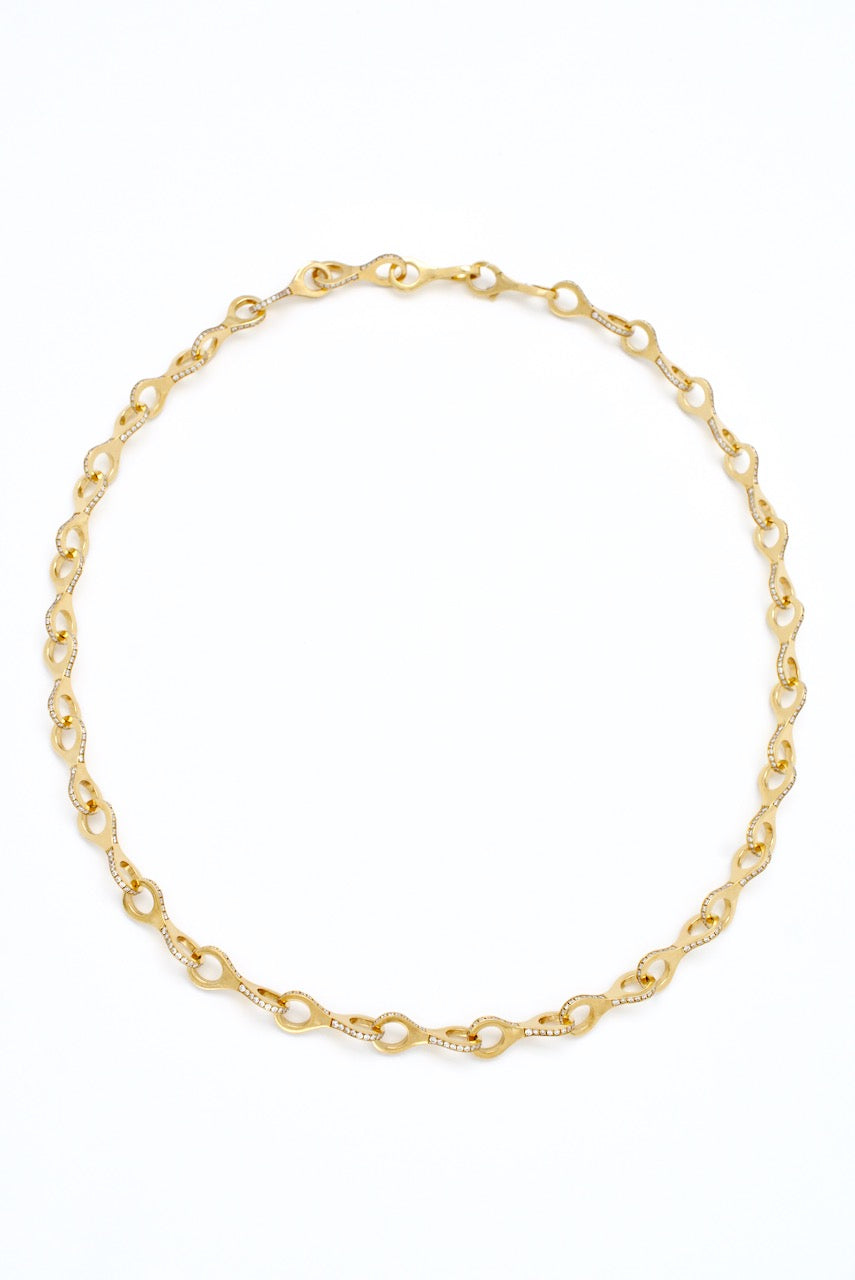 Vintage Georg Jensen 18k Yellow Gold Diamond "Dune" Necklace - design 1571A