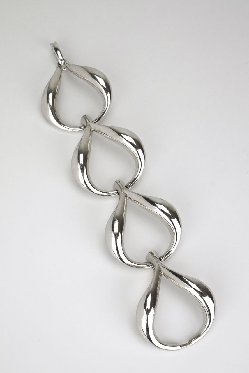 German large modernist silver link bracelet 1970s