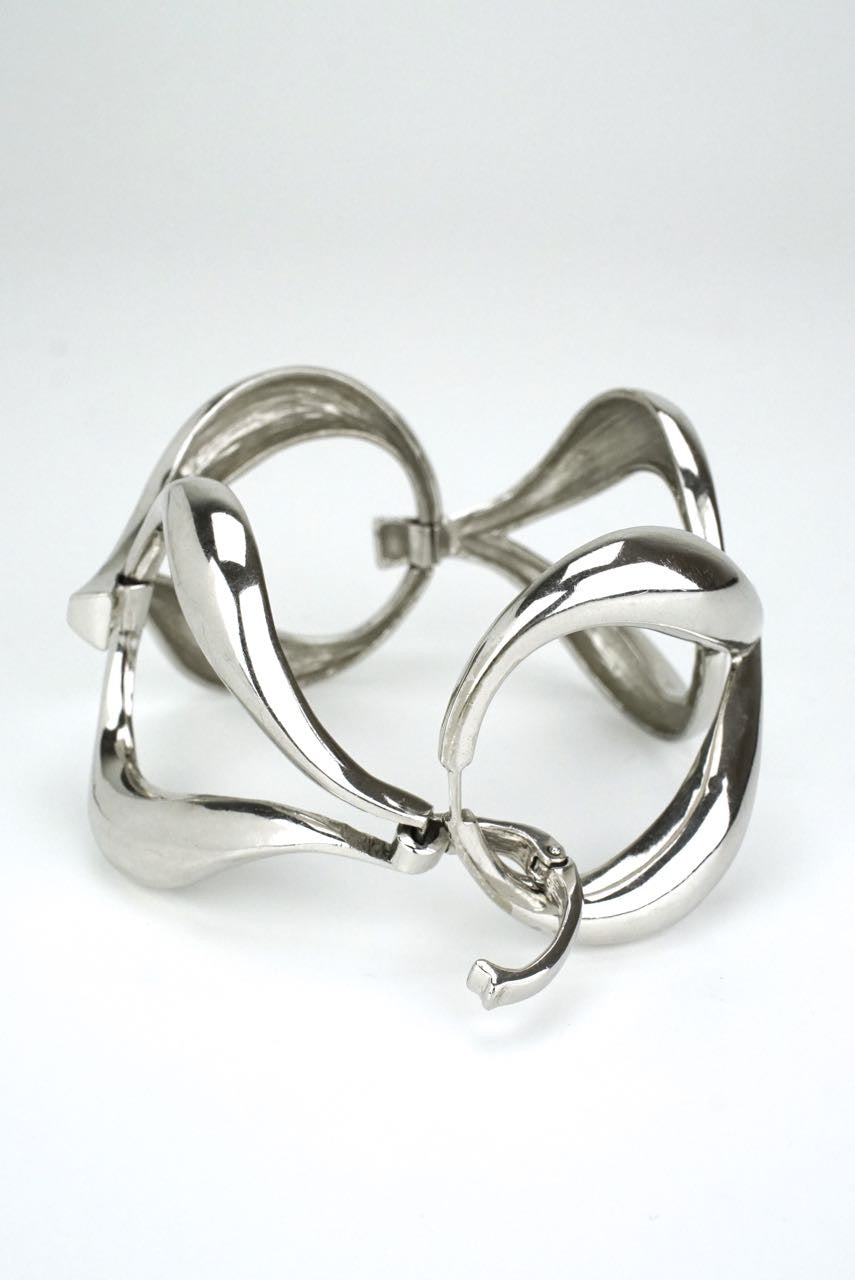 German large modernist silver link bracelet 1970s