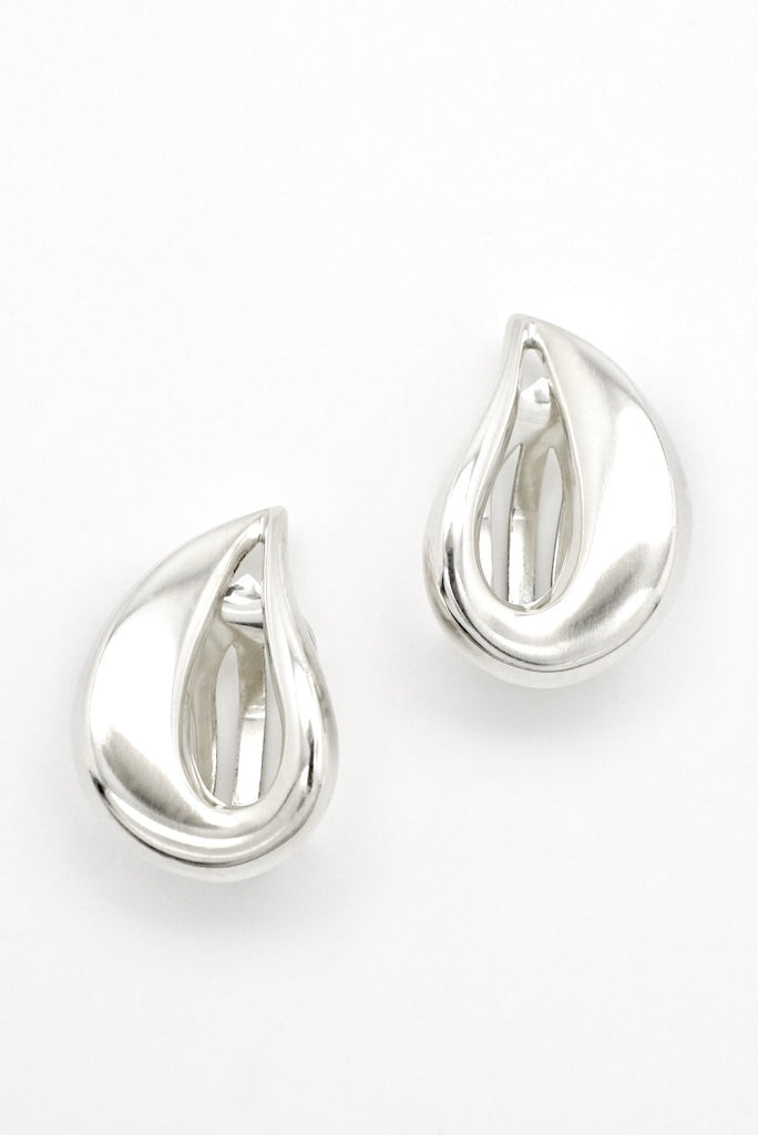 Vintage Georg Jensen Sterling Silver Open Drop Clip Earrings - design Hans Hansen