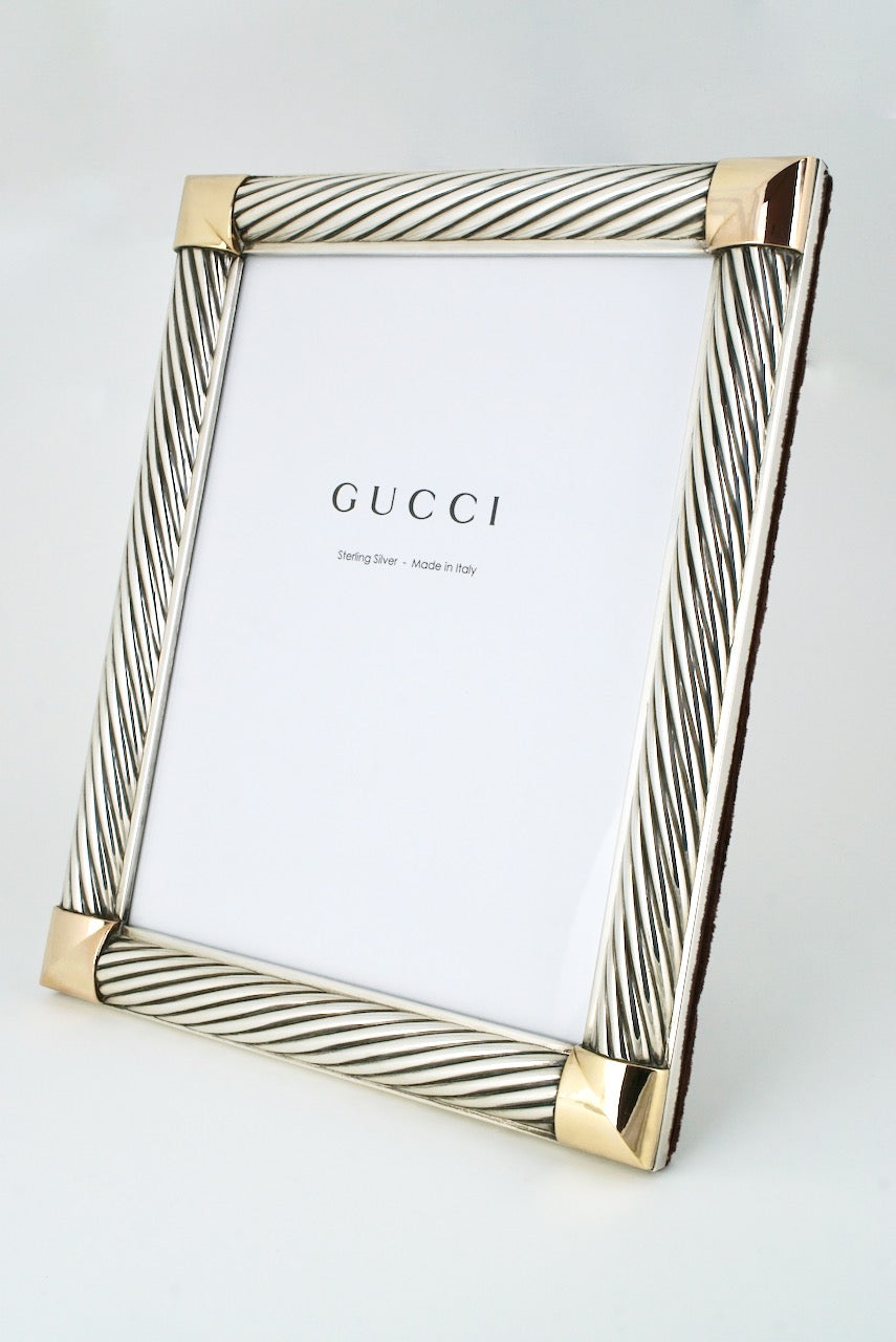 Vintage 1960s Gucci Sterling Silver Twist Motif Photo Frame