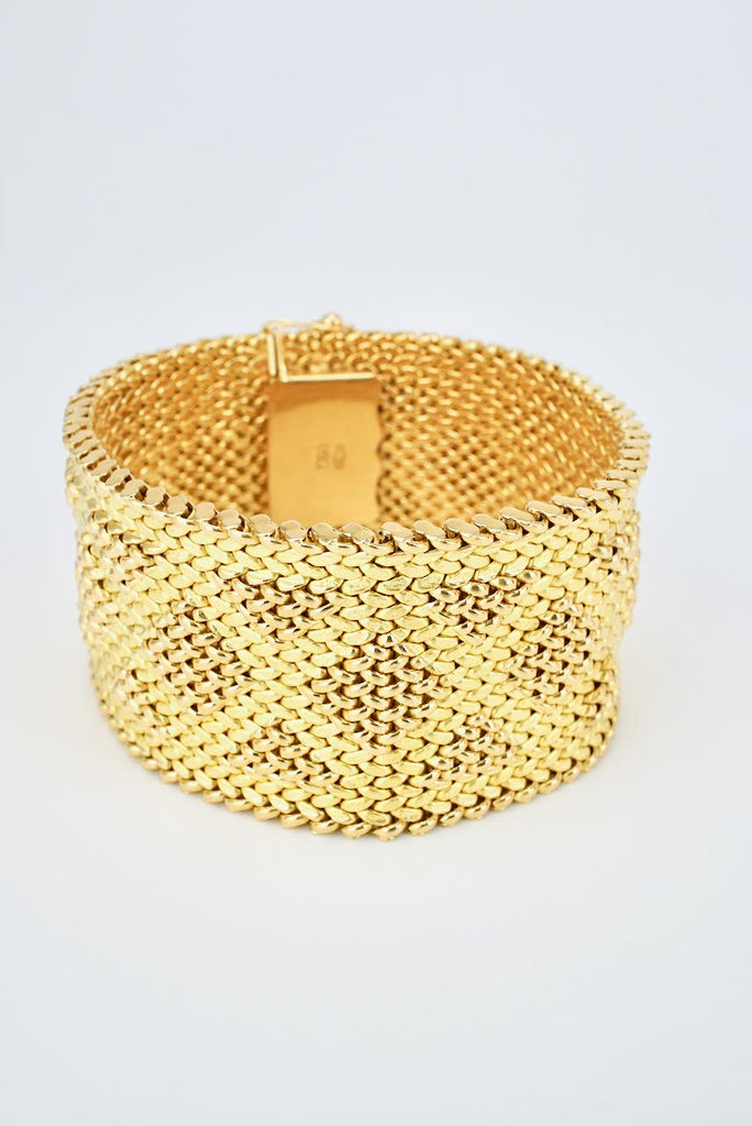 Vintage Italian 18K Yellow Gold Retro Mesh Bracelet 1960s