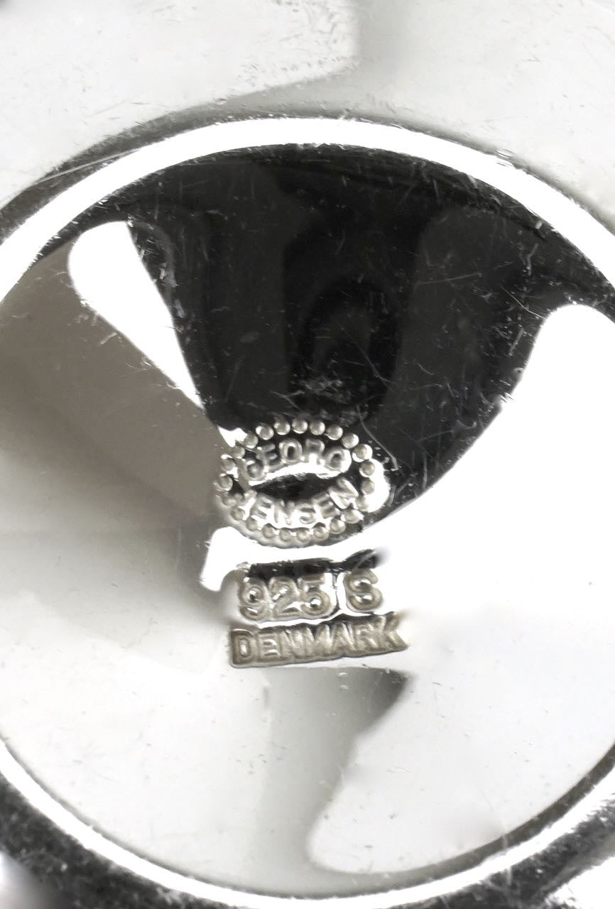 Georg Jensen silver and white enamel daisy brooch - Denmark