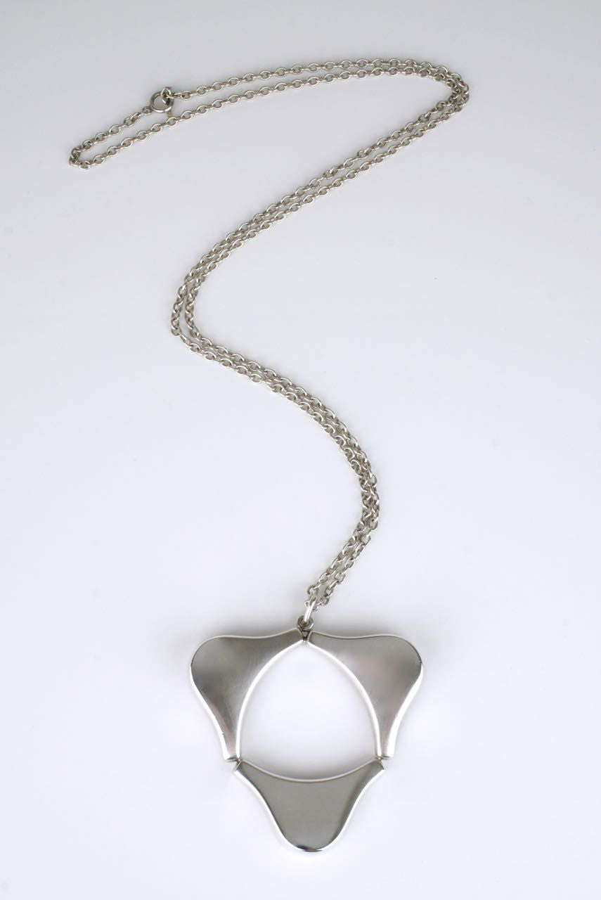 Vintage Georg Jensen Silver Triform Pendant Necklace - Design 138 Ibe Dalhquist