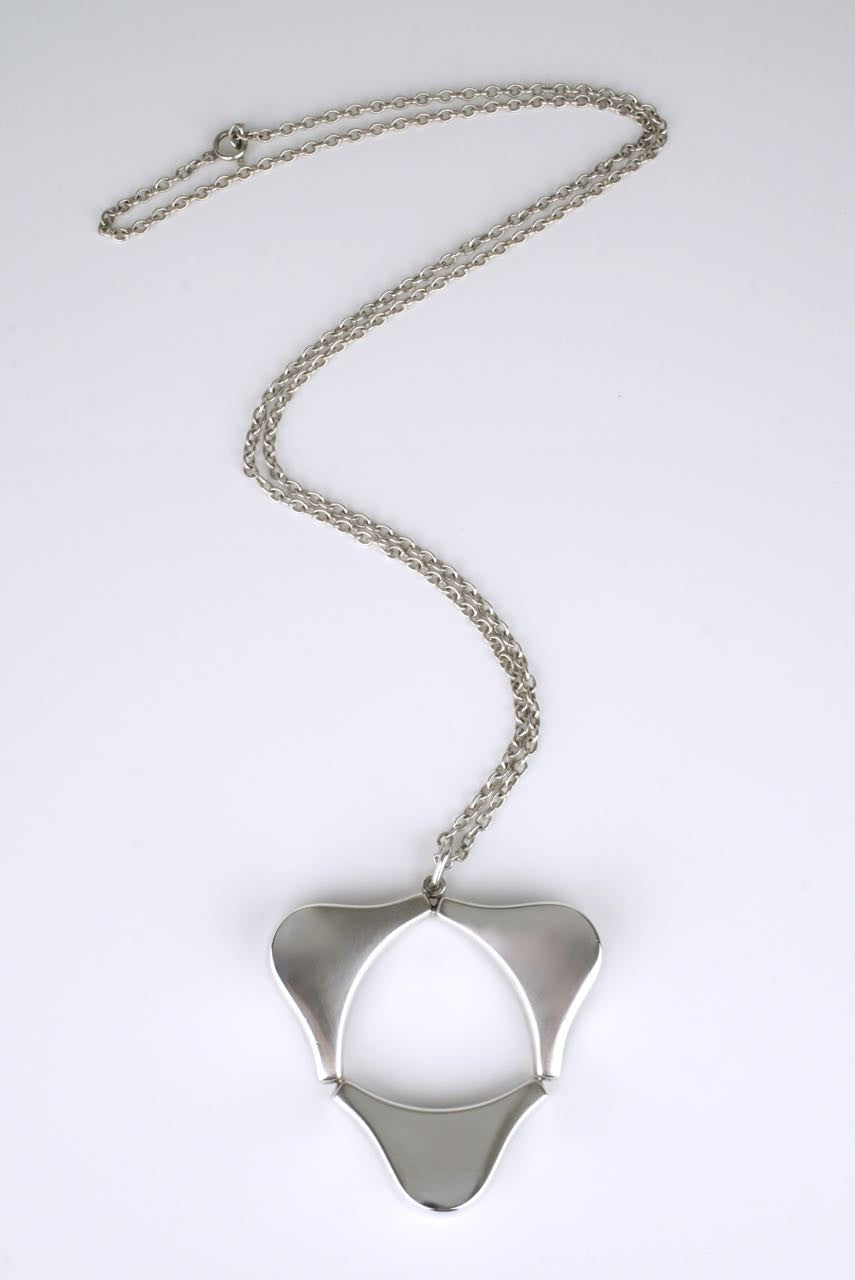Vintage Georg Jensen Silver Triform Pendant Necklace - Design 138 Ibe Dalhquist