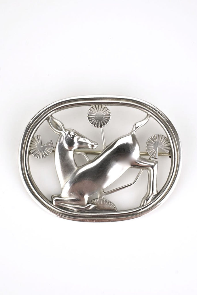 Vintage Georg Jensen Art Deco Deer Brooch - Design 256 Arno Malinowski