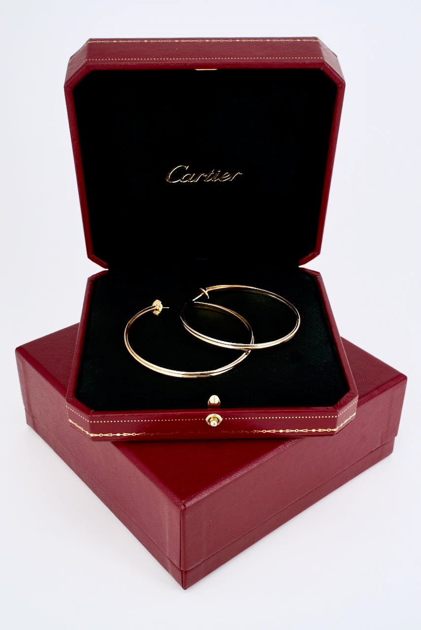 Vintage Cartier Trinity 18k Gold Extra Large Hoop Earrings