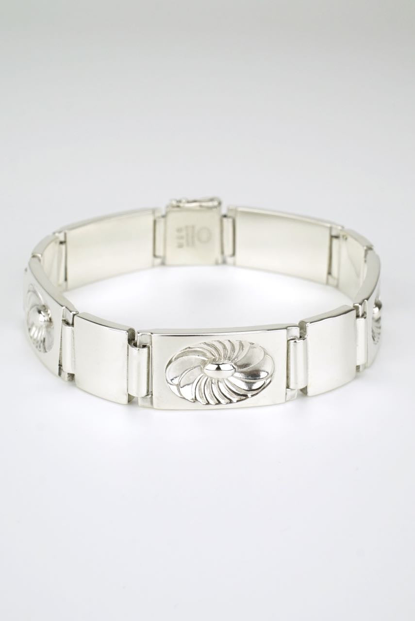 Georg Jensen silver lotus panel bracelet - design 56A