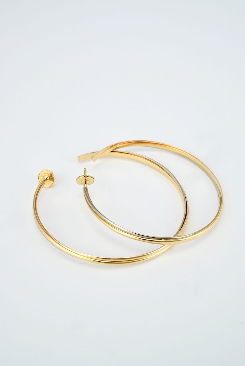Vintage Cartier Trinity 18k Gold Extra Large Hoop Earrings