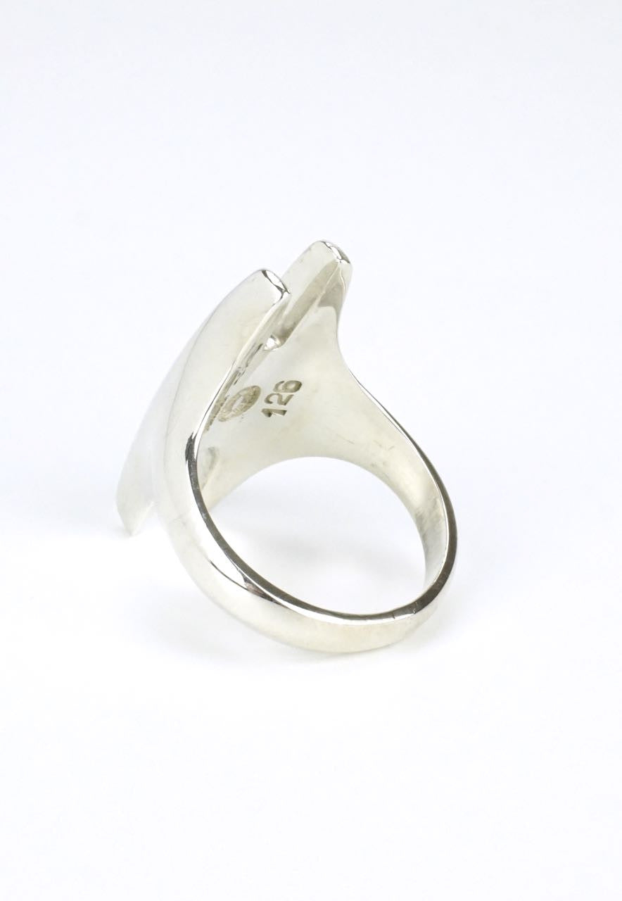 Georg Jensen silver modernist double spike ring - design 126 Henning Koppel