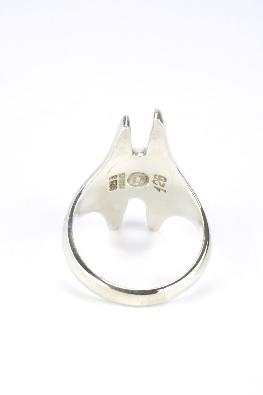 Georg Jensen silver modernist double spike ring - design 126 Henning Koppel